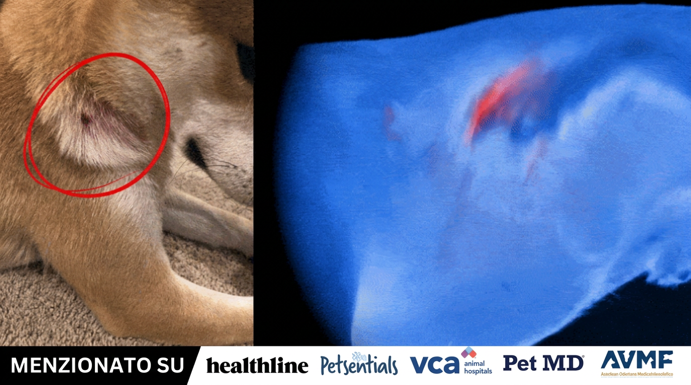 Confronto visivo di irritazione cutanea nel cane